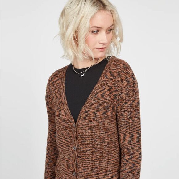 VOLCOM CARDIGAN IN SPACESTONE DARK CLAY SIZE SMALL NWT - Picture 3 of 6